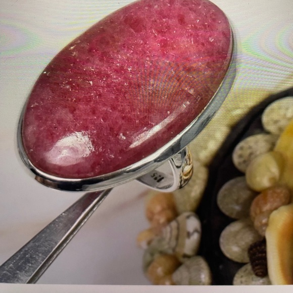 Brand new Pink Rhodonite 925 Sterling Silver Genstone Ring- size 9 1/2 - Picture 6 of 7